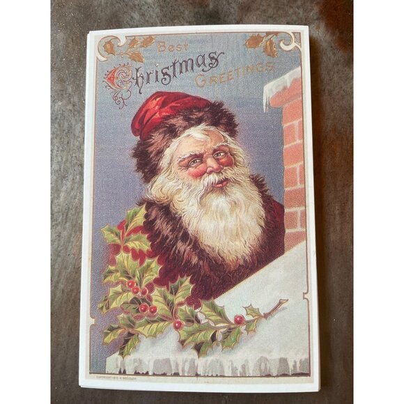 Vintage Victorian Christmas & New Year Postcards Set Girls Boys Santa Angels - Picture 6 of 11